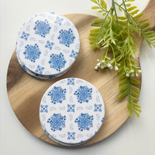 Load image into Gallery viewer, Blue Mandala Ceramic Coasters (Set of 4)
