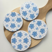 Load image into Gallery viewer, Blue Mandala Ceramic Coasters (Set of 4)
