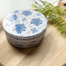 Load image into Gallery viewer, Blue Mandala Ceramic Coasters (Set of 4)
