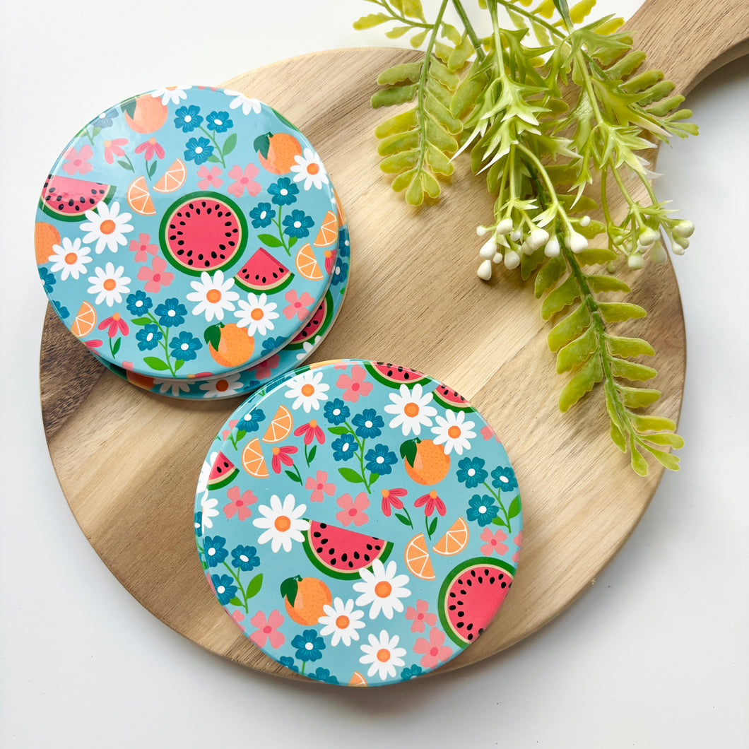 Watermelon and Orange Ceramic Coasters (Set of 4)