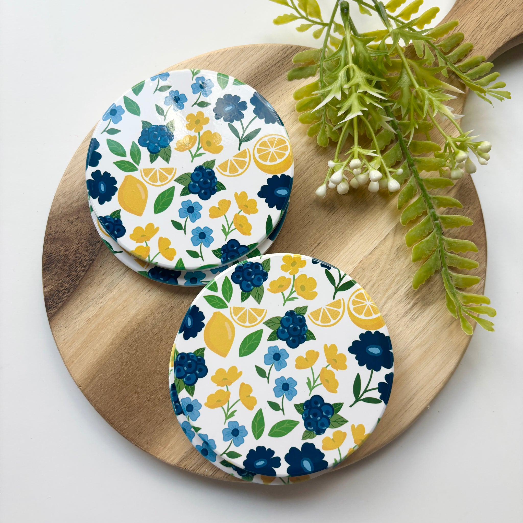 FYSUIMU 6-Pack Floral Coasters – Blue & White Ceramic With Cork Back, 4.1x4.1 Inch, Absorbent Table Protectors - View #7
