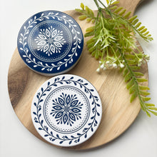 Load image into Gallery viewer, Winter Blue Mandala Ceramic Coasters (Set of 4)
