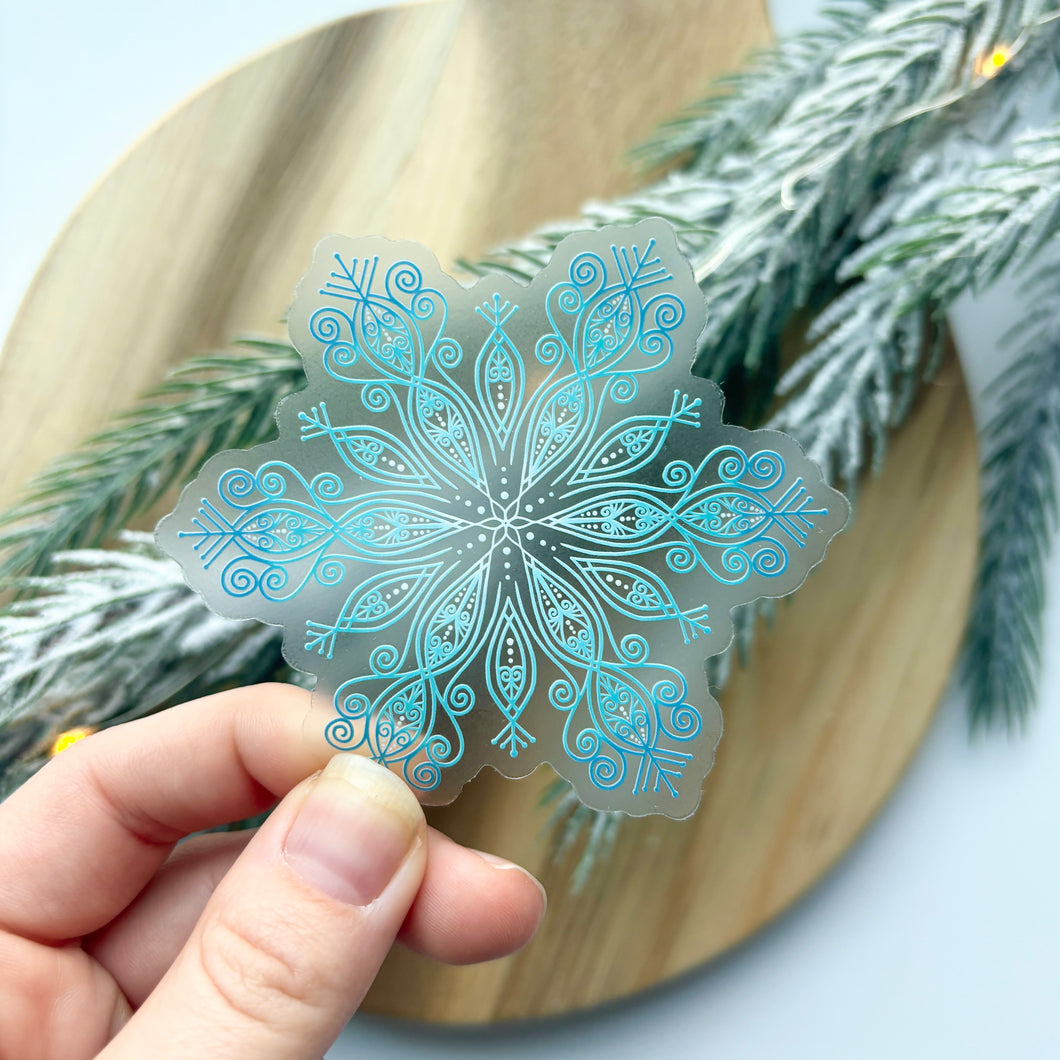 Aqua Blue Snowflake Sticker