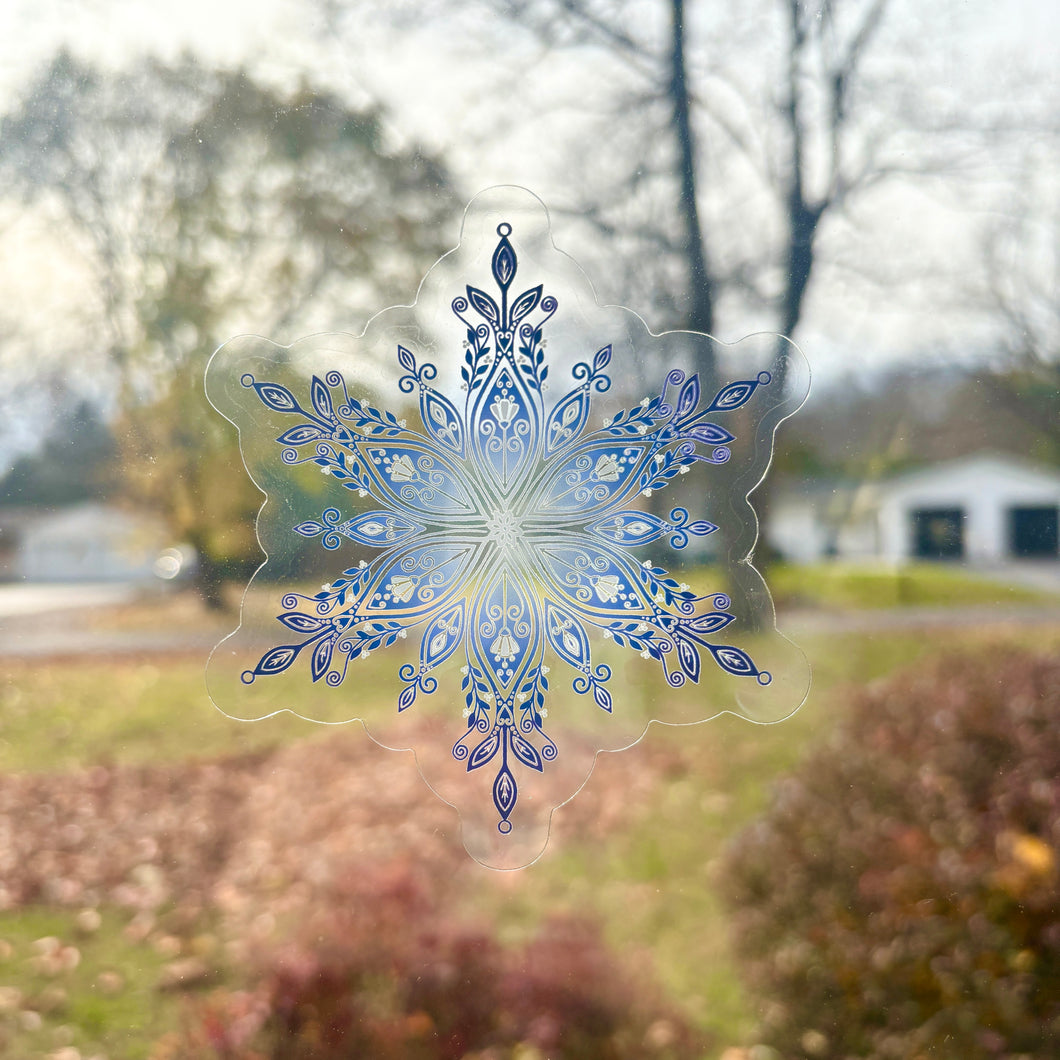 Midnight Blue Snowflake Window Cling