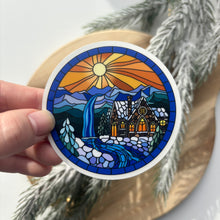 Load image into Gallery viewer, Cabin by the Creek Stained Glass Sticker
