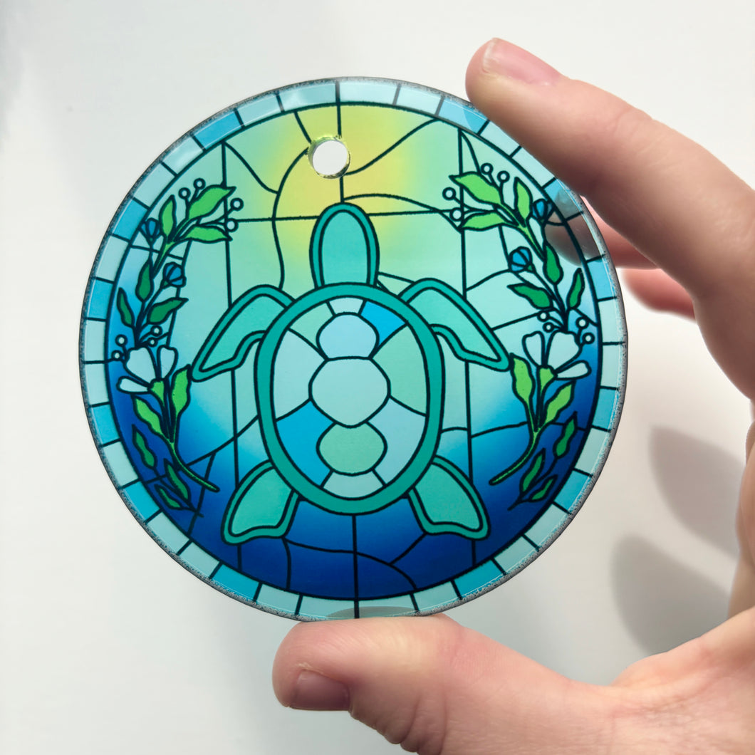 Sea Turtle Stained Glass Suncatcher