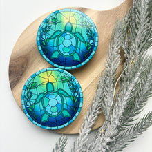 Load image into Gallery viewer, Sea Turtle Stained Glass Ceramic Coasters (Set of 4)
