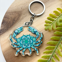 Load image into Gallery viewer, Double-Sided Mandala Crab Keychain
