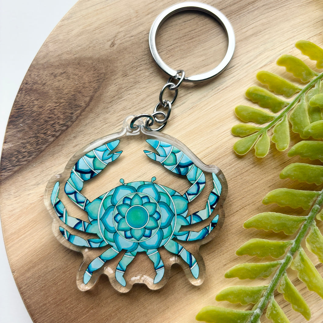 Double-Sided Mandala Crab Keychain