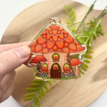 Load image into Gallery viewer, Double-Sided Sparkly Fairy Mushroom House Keychain
