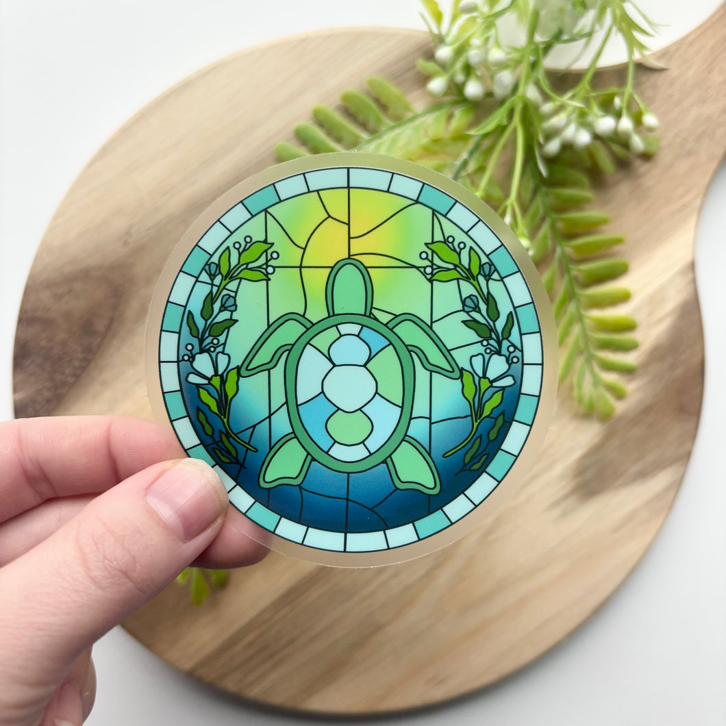 Sea Turtle Stained Glass Sticker