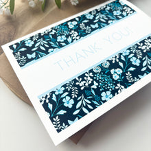 Load image into Gallery viewer, Set of 12 Dark Blue Butterfly Garden Thank You Cards
