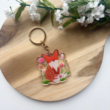 Load image into Gallery viewer, Oopsy Double-Sided Sparkly Spring Fox Keychain
