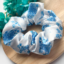 Load image into Gallery viewer, Blue Mandala Satin Scrunchie
