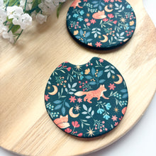 Load image into Gallery viewer, Midnight Fox and Flora Car Coasters (Set of 2)
