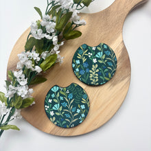 Load image into Gallery viewer, Midnight Aqua Meadows Car Coasters (Set of 2)
