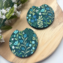 Load image into Gallery viewer, Midnight Aqua Meadows Car Coasters (Set of 2)
