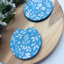 Load image into Gallery viewer, Blue Wildflowers Car Coasters (Set of 2)
