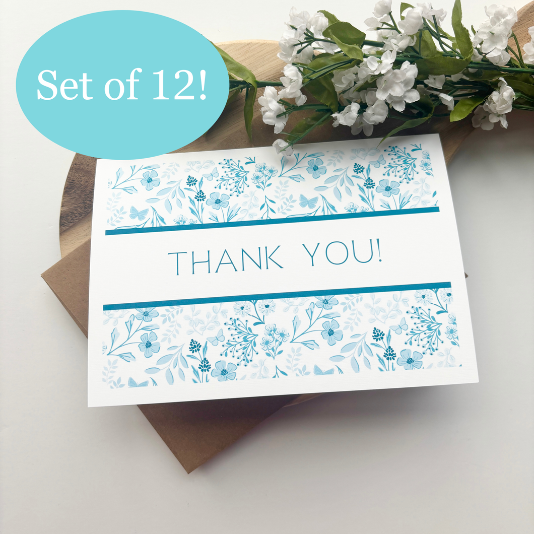 Set of 12 Butterfly Garden Thank You Cards