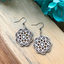 Load image into Gallery viewer, White Floral Mandala Earrings
