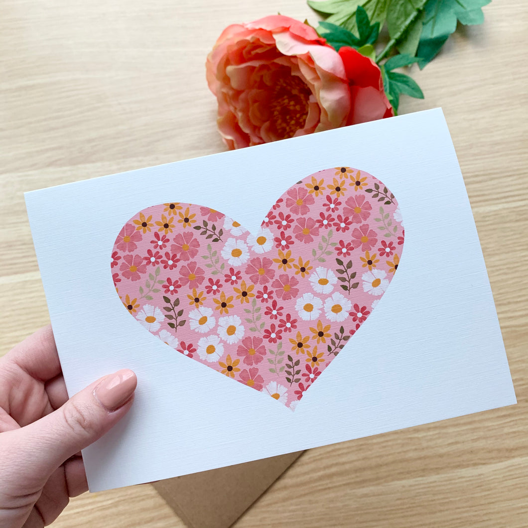 Valentine Flowers Heart Card