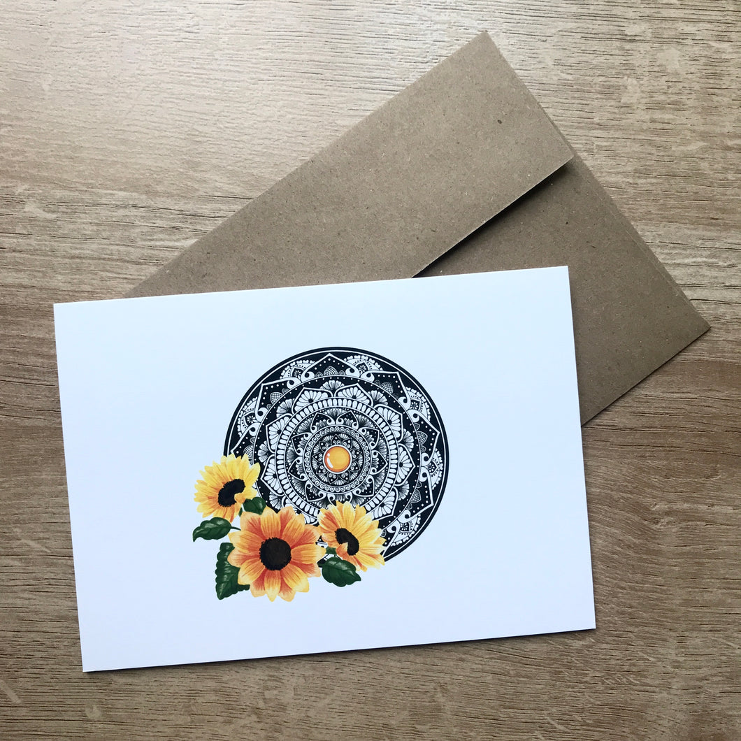 Sunflower Mandala Greeting Card