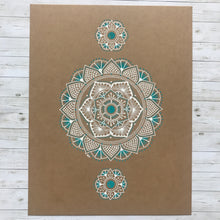 Load image into Gallery viewer, Green and White Mandala on Kraft Paper (Original)
