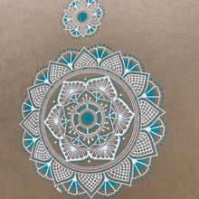 Load image into Gallery viewer, Green and White Mandala on Kraft Paper (Original)
