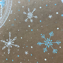 Load image into Gallery viewer, Blue and White Snowflake Mandala on Kraft Paper (Original)
