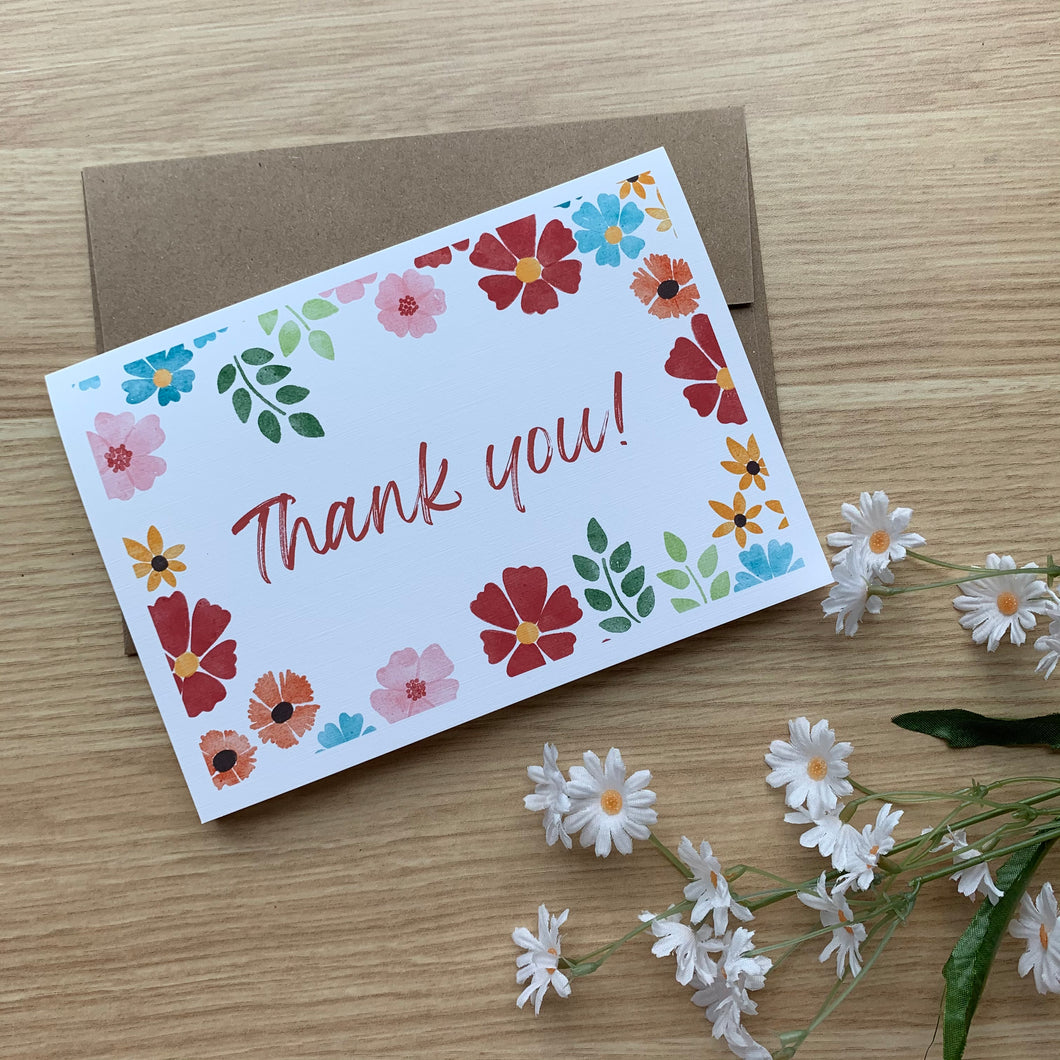 Set of 12 Summer Flowers Thank You Cards
