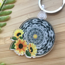 Load image into Gallery viewer, Sunflower Mandala Keychain
