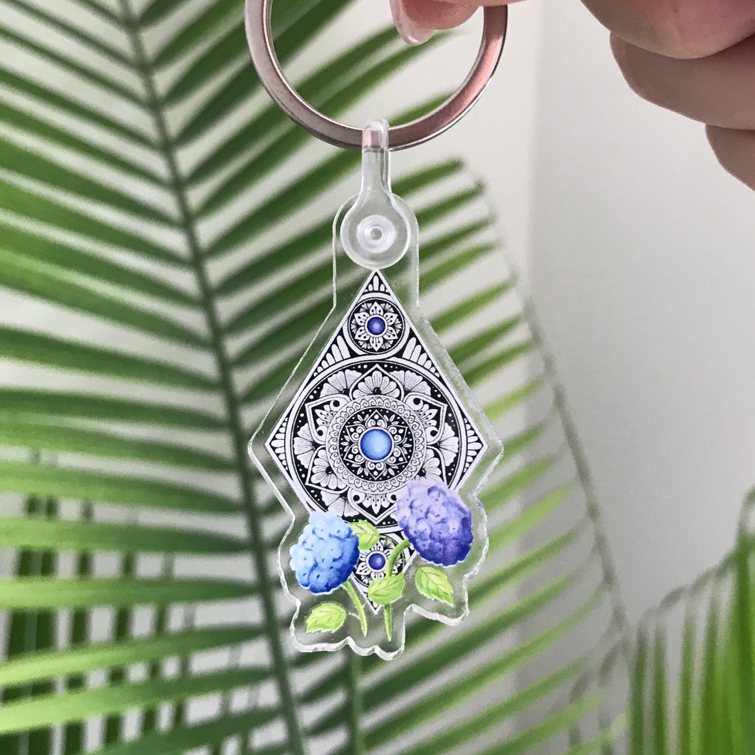 Hydrangea Mandala Keychain
