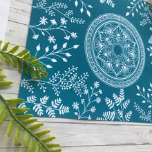 Load image into Gallery viewer, Blue Ferns and Flowers Mandala
