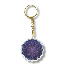 Load image into Gallery viewer, Purple Mandala Sparkly Double-Sided Keychain
