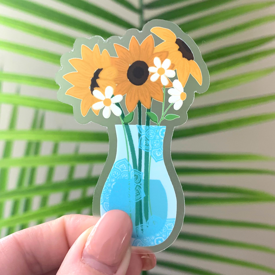 Sunflowers in Mandala Vase Sticker